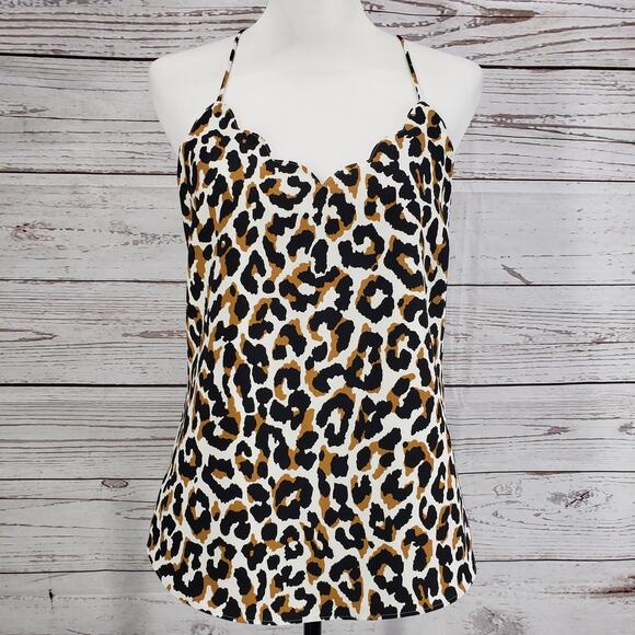 J.Crew Women's Leopard Print Scalloped Neck Tank Top Size 4 - Picture 1 of 12